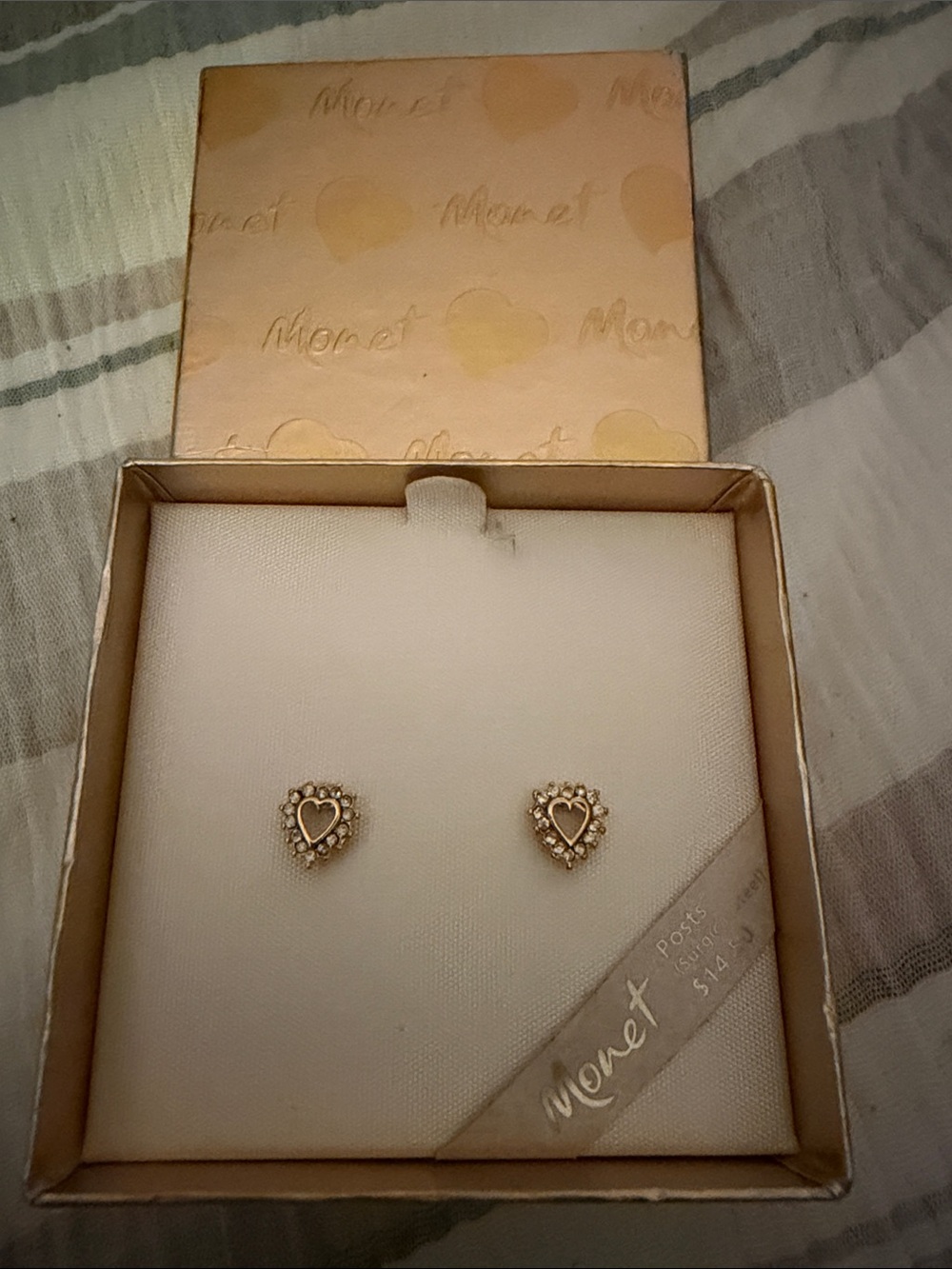 Monet Gold Heart Cluster Stud Earrings